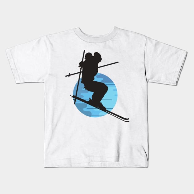 freestyle ski Kids T-Shirt by luckyboystudio